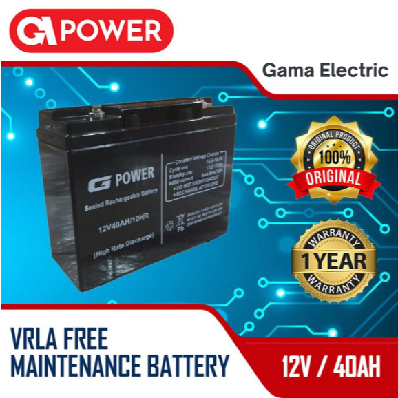 GPOWER VRLA Battery UPS 12V 40AH / Aki Kering / Baterai / Accu