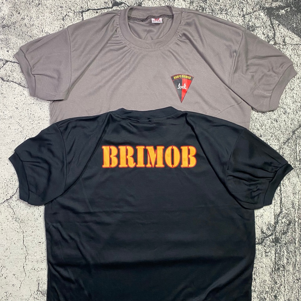 Kaos BRIMOB Pendek Coklat dan Hitam Kaos Dalaman Dinas POLRI Kaos Lapangan Brimob Polisi
