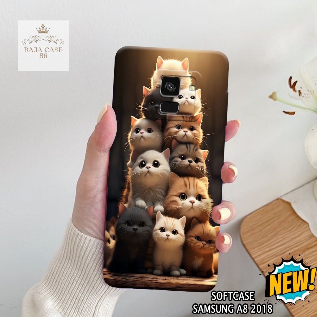 Case Samsung A8 2018 - Rajacase - casing Samsung A8 2018 - Motif case Cats - Pelindung handphone - S