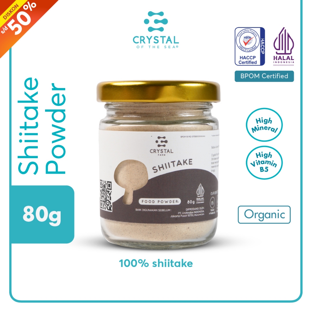 

Crystal Farm - Shiitake Food Powder 80gr - 20gr / Mushroom Powder / Bubuk Kaldu Jamur Shiitake MPASI - Bumbu Tabur Gizi MPASI NON MSG Sehat Broth