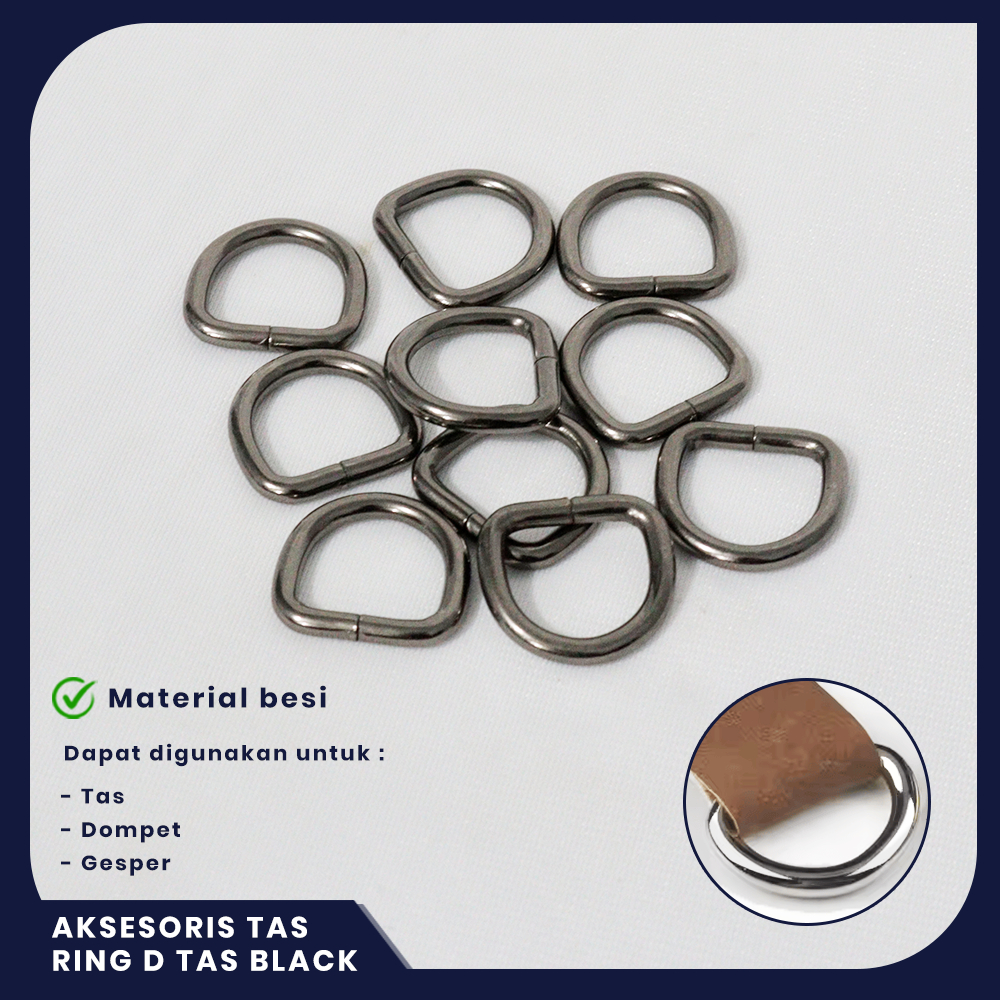 AKSESORIS TAS RING TAS D 3CM WARNA HITAM