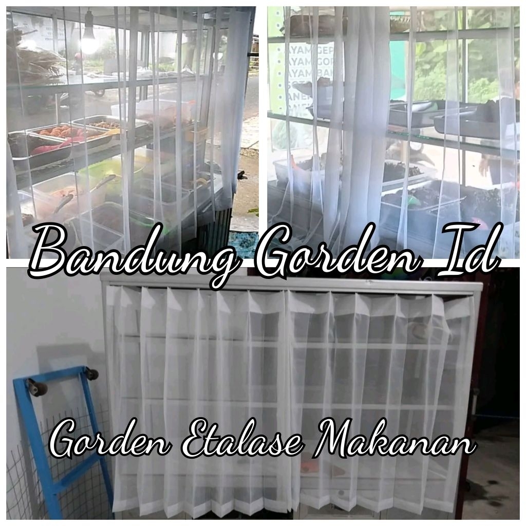 Gorden Etalase Warung Makan Padang Vitrase Hordeng Plisket Model Cantelan Gorden putih polos