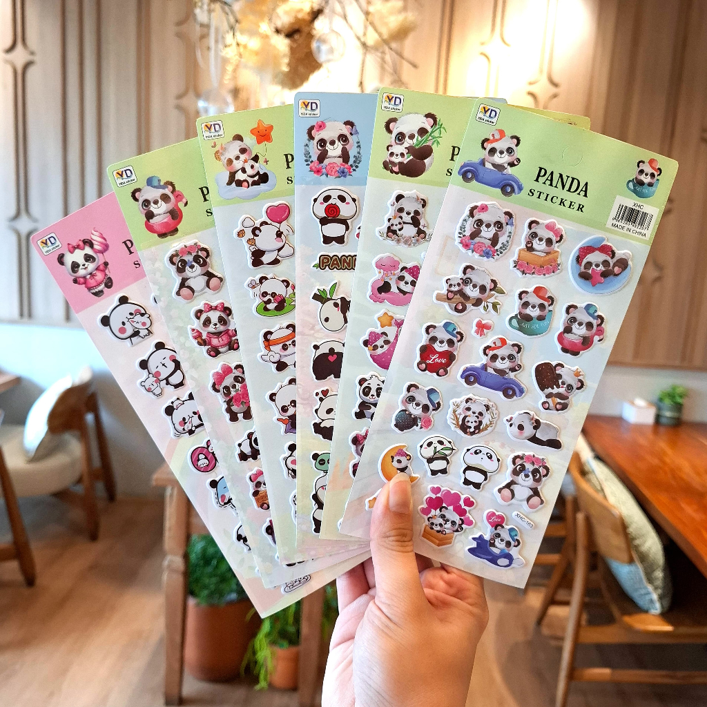 

[XHC] Gambar Tempel Sticker Timbul Stiker Anak Karakter Hewan Panda