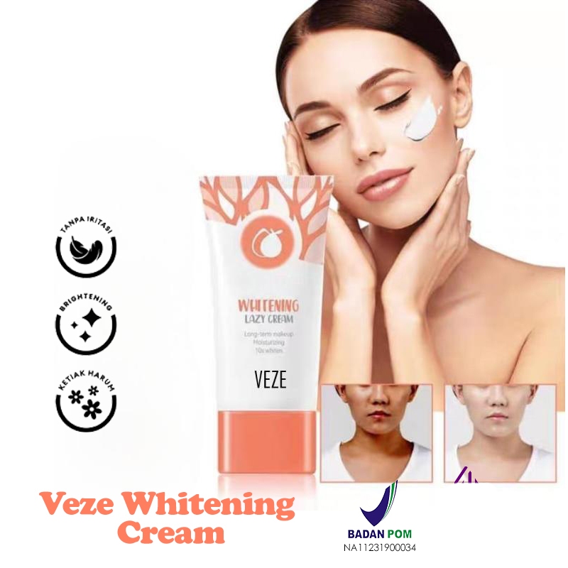 Whitening Gluta Lazy Cream by Veze Krim Pelembab BPOM Perawatan Wajah Glowing Siang Malam
