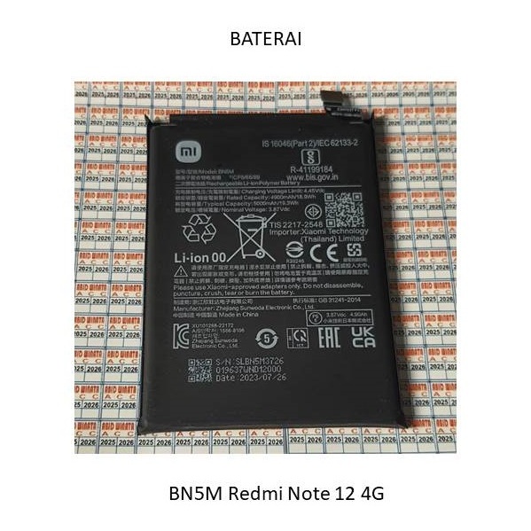 Baterai BN5M Redmi Note 12 4G Original