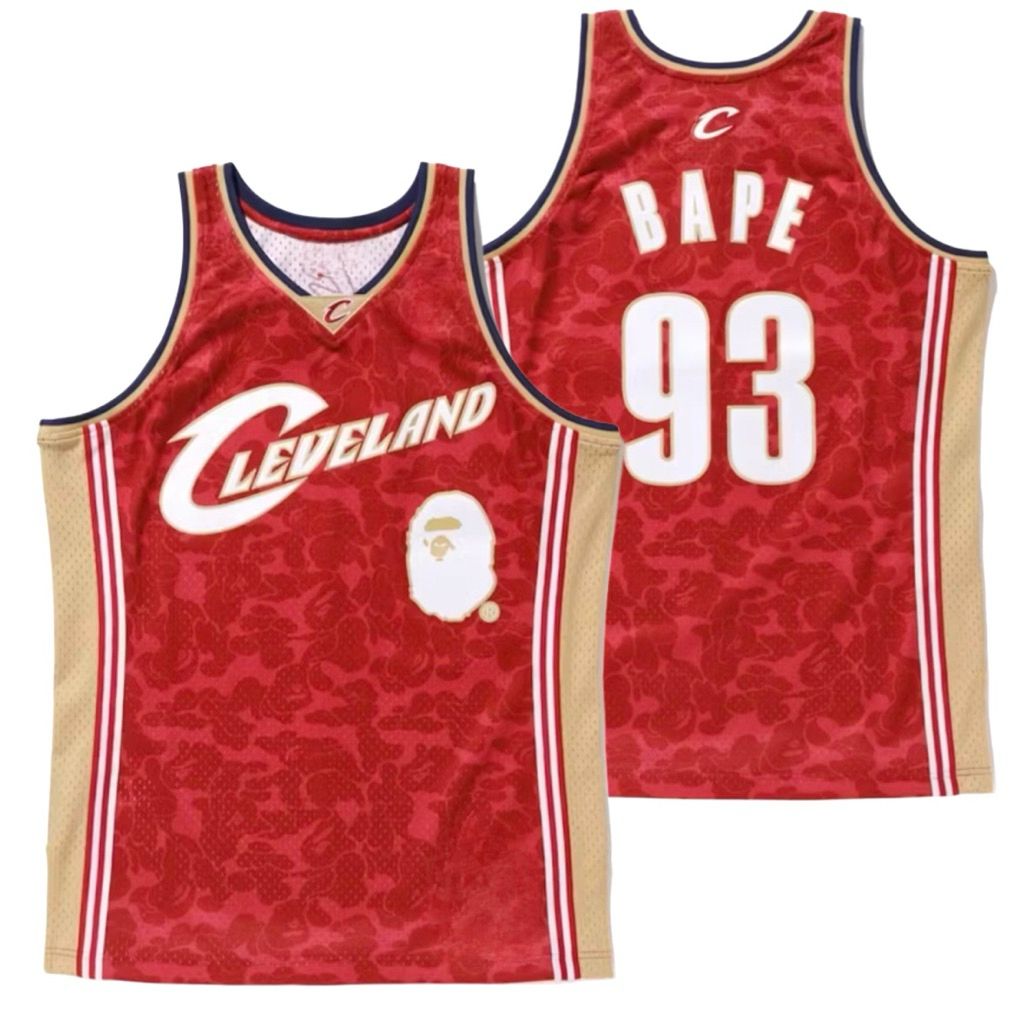 BORDIR IMPORT JERSEY BAJU BASKET SPECIAL BAPE X CLEVELAND CAVALIERS #93 MERAH