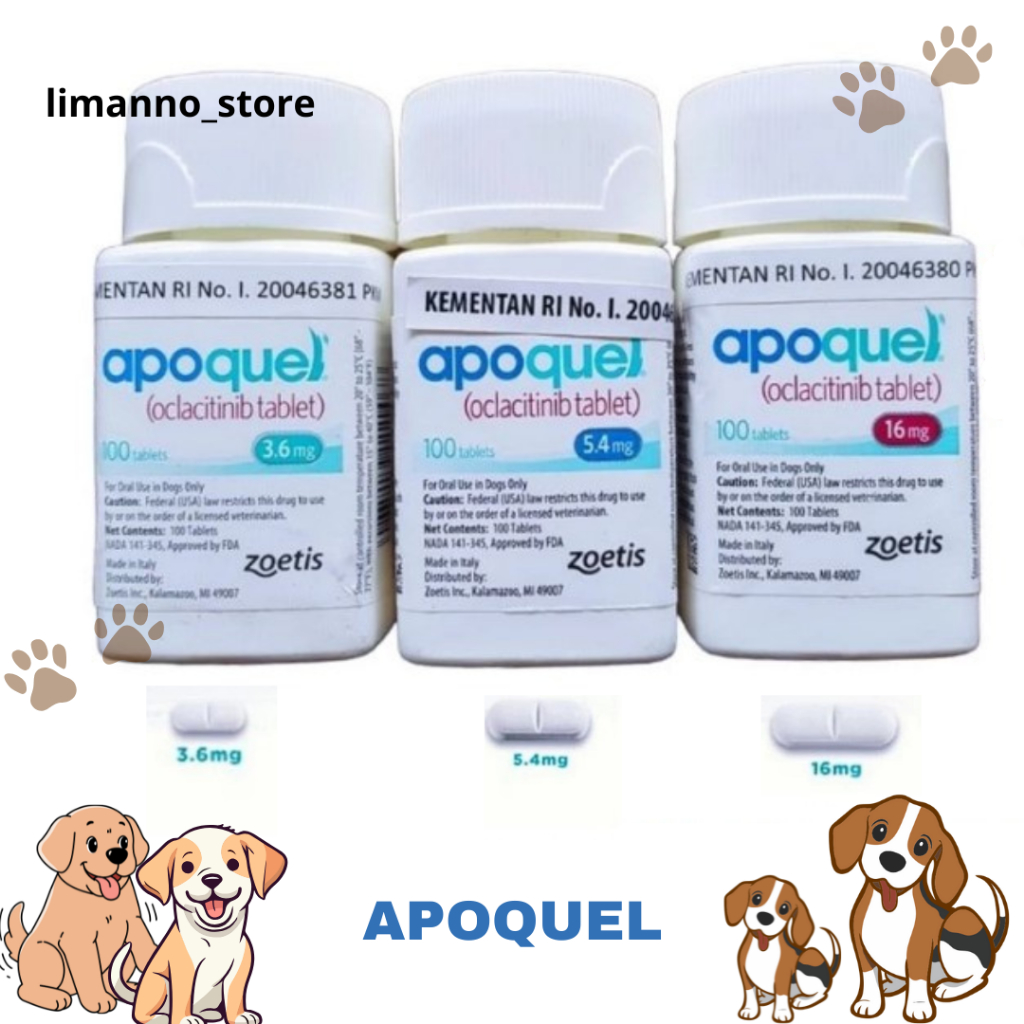 Apoquel dog / Obat Anjing Apoquel 3,6mg / 5,4mg / 16mg / Apoquel Oclacatinib Tablet