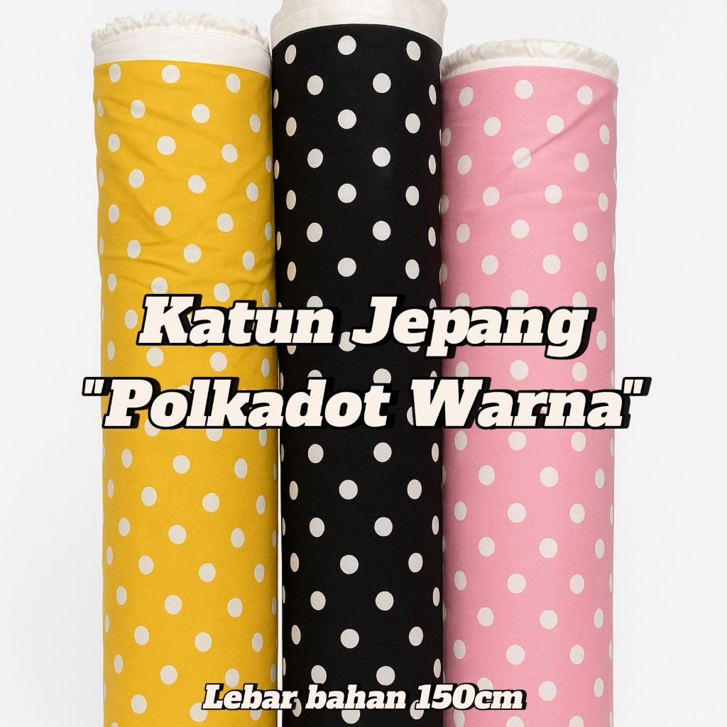 KAIN KATUN JEPANG ORIGINAL - Polkadot 0.5cm Besar 100% Kain Katun