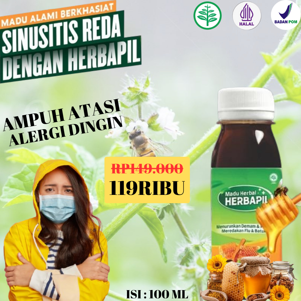 Madu Herbapil Obat Batuk Herbal Sinusitis Batuk Alergi Gatal Dingin Sudah BPOM