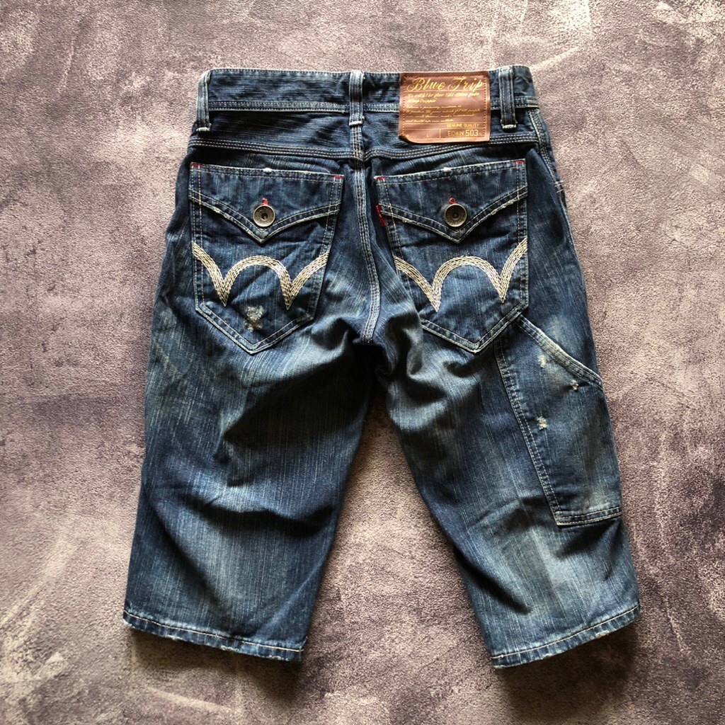 Ripped Jeans Short Pants EDWIN 503 Second Size L fit 31 ,jeans fading second celana jeans pendek sec
