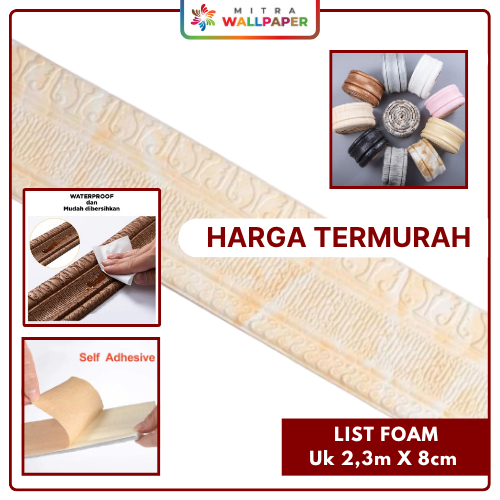 Stiker List Foam Dinding Wall Border Foam Tembok Stiker List Foam List Wallpaper Dinding Foam 3d