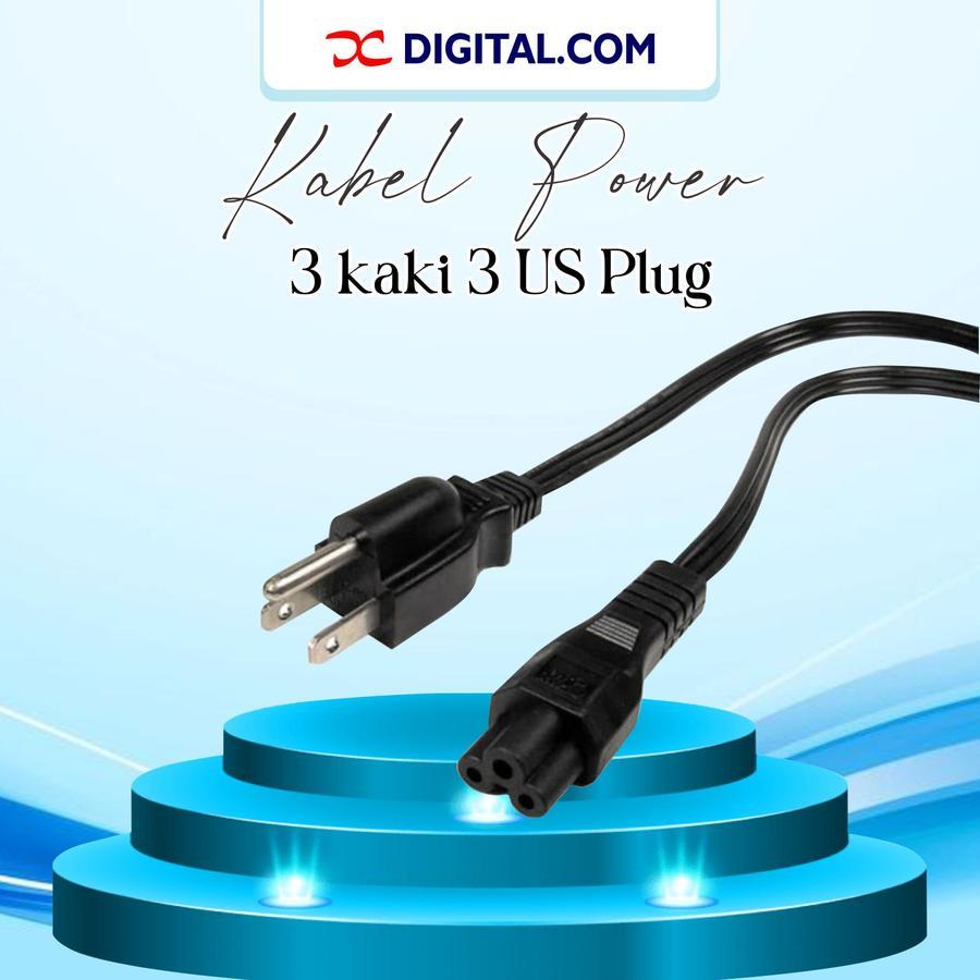 Kabel Power Laptop - Adaptor - Charger Lubang Bulat 3 kaki 3 US Plug