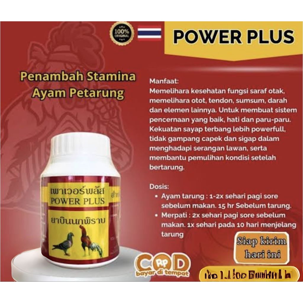 POWER PLUS VITAMIN AYAM PENAMBAH stamina pukulan ayam saat laga