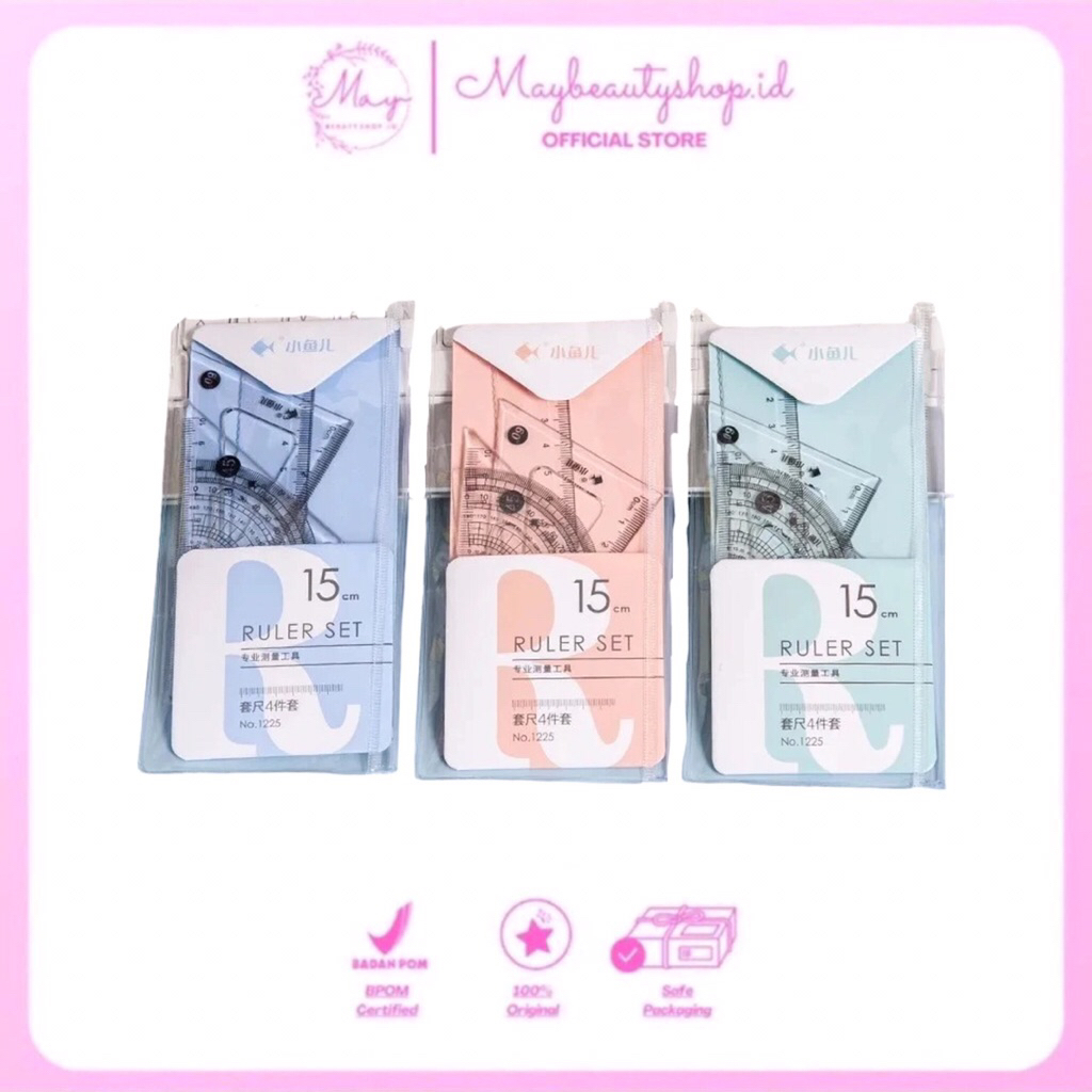 

Penggaris Set 4IN1 15cm Penggaris bening Set perlengkapan Menggambar Pelajar