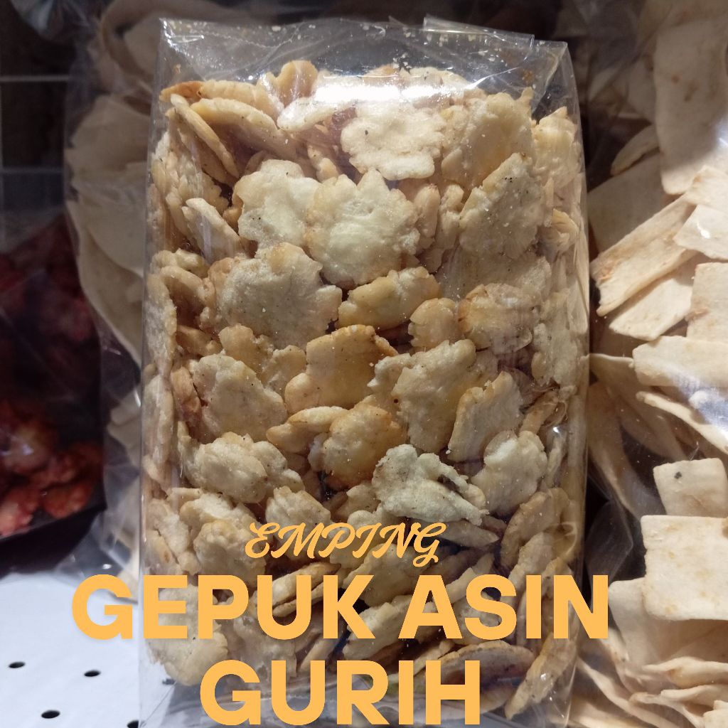 

Emping gepuk asin gurih langsung bisa di mskan kemasan 500grm