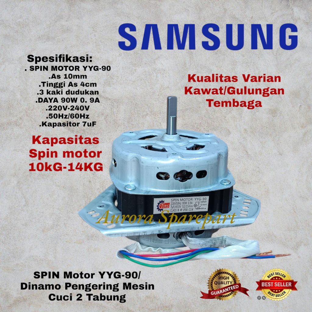 Dinamo Spin pengering Samsung 10KG-14KG Varian tembaga 90W mesin cuci 2 Tabung
