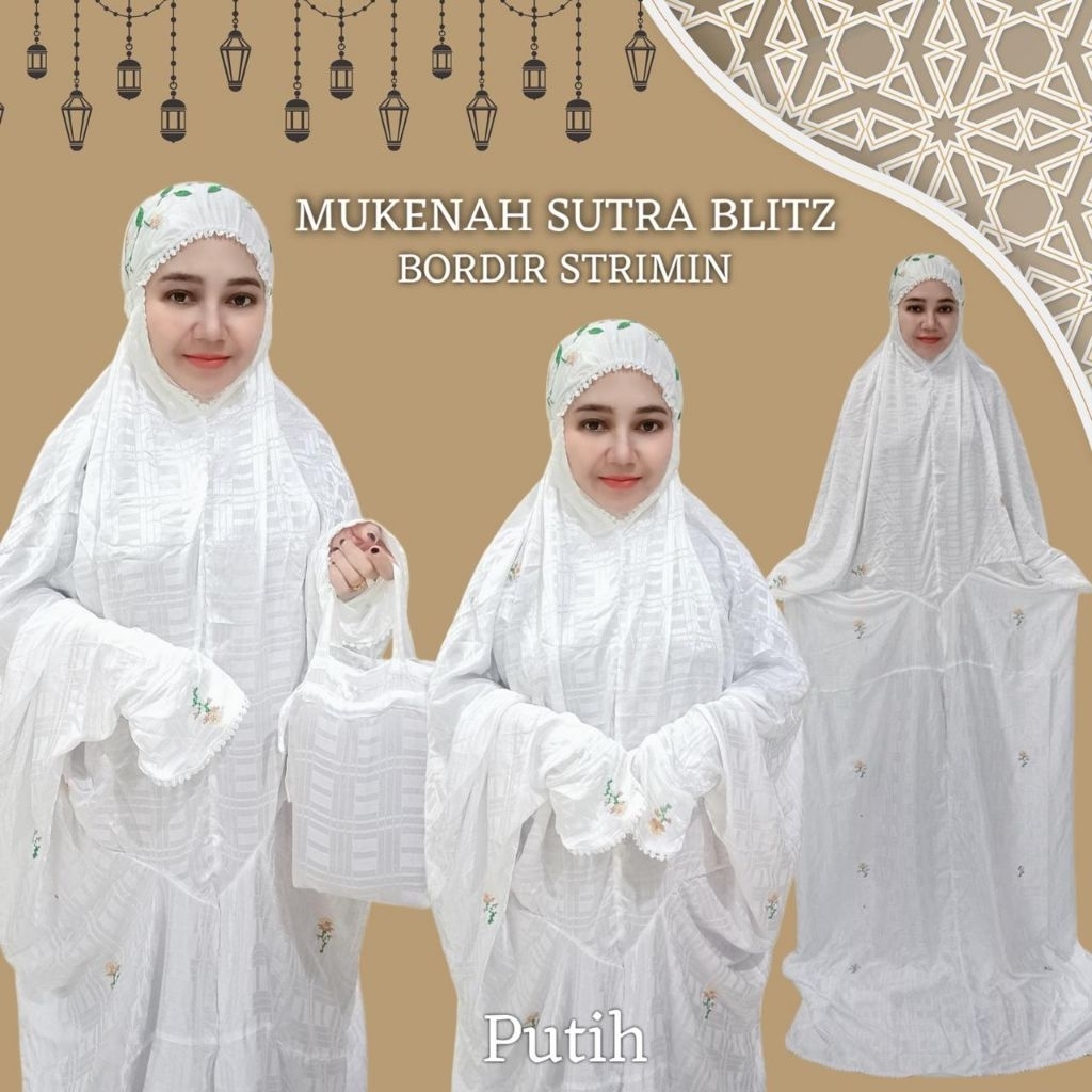 MUKENA SUTRA BLITZ BORDIR STRIMIN JUMBO SIZE TERUSAN