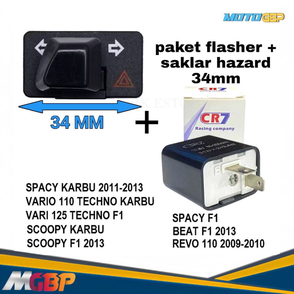 Tombol Sen Hazard Saklar Hazard Beat Fi Vario 125 Old Scoopy Fi Spacy Fi K25 34Mm