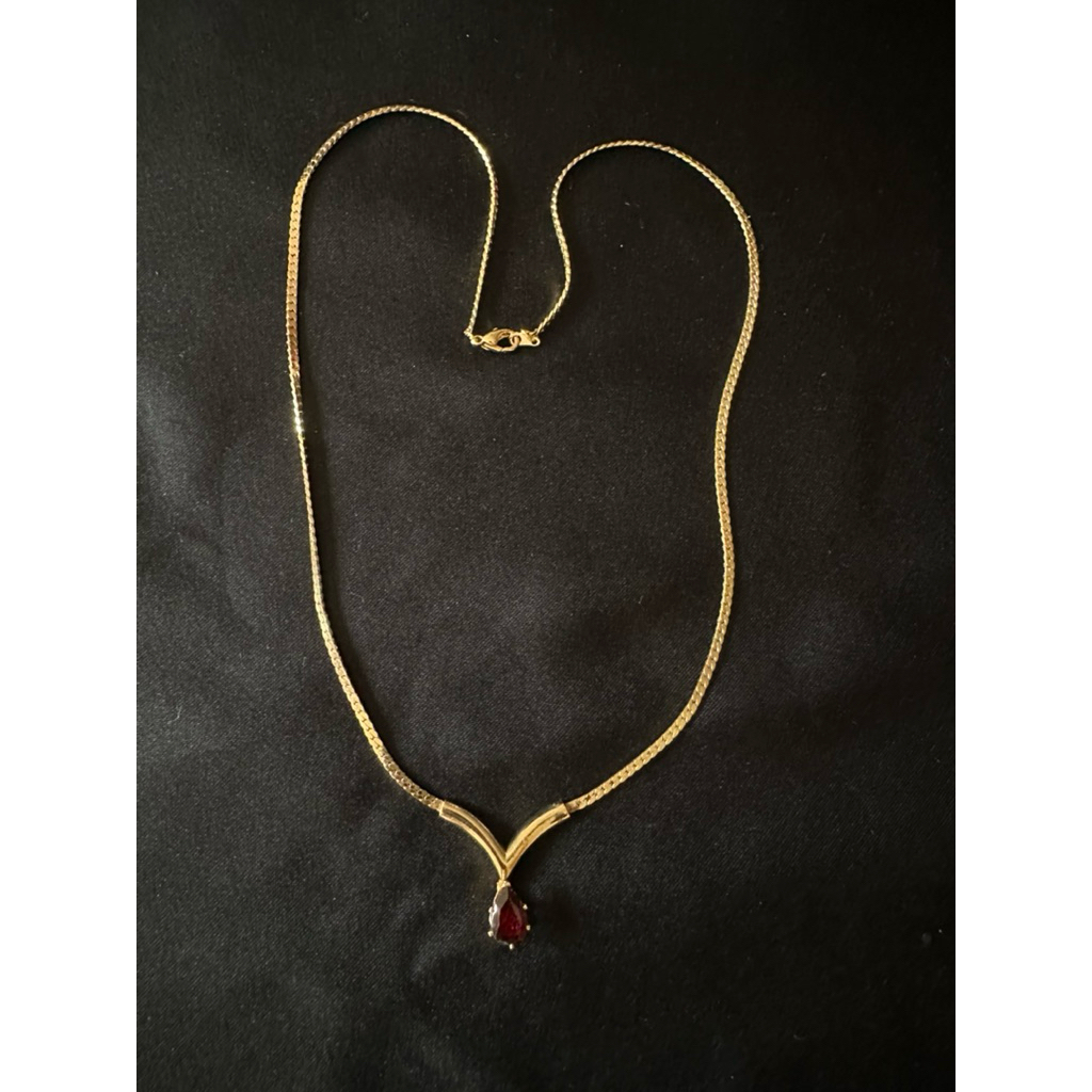 Goldtone Herringbone Rhinestone Deop Necklace