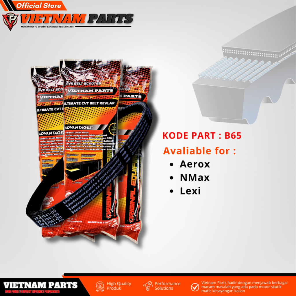 V-BELT YAMAHA KODE B65 NMAX VANBELT NMAX AEROX LEXI V-BELT VIETNAM PARTS PENBEL NMAX VANBEL V-BELT