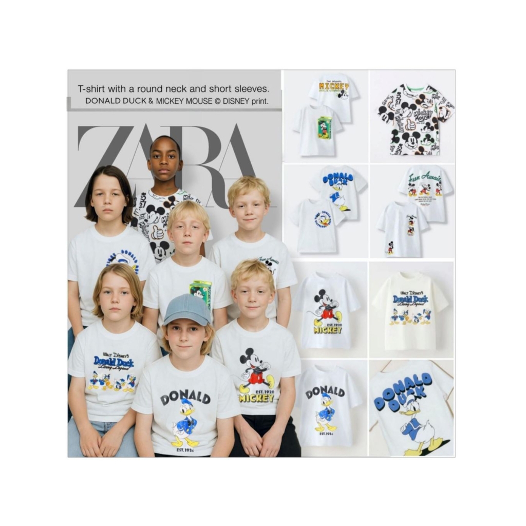 Kaos Zara kidz Disney tee Big cutting original 6-14tahun
