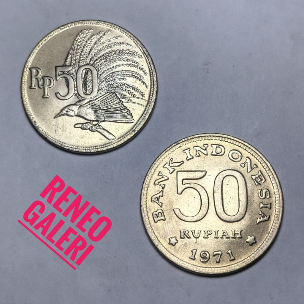 Berkilau Koin Rp 50 Rupiah cenderawasih Tahun 1971 Burung Cendrawasih Uang Kuno Logam Indonesia