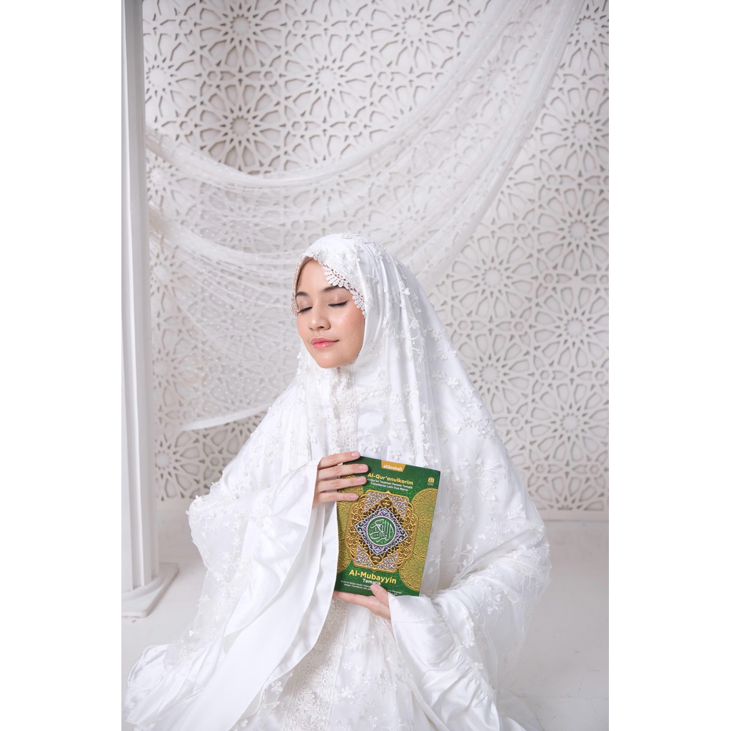 modeste.co - Mukena Brukat Mukena Mewah Putih Hantaran Dewasa Jumbo (Putih)