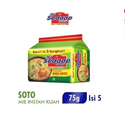 

Sedaap Mie Instan Soto Kenyal Isi 5 Bag 75 Gr