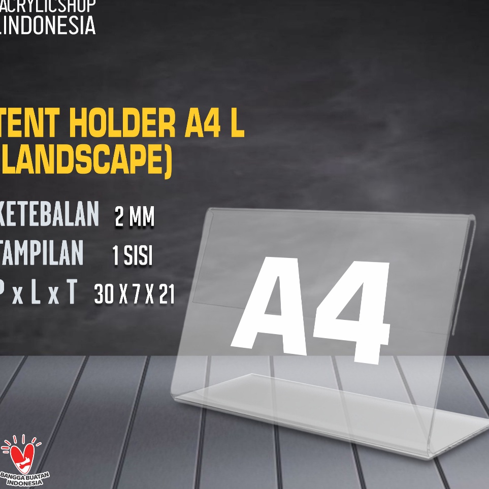 

KODE P59K Akrilik Tempat Brosur A4Acrylic Tent Holder Lanscape A4 TypeL