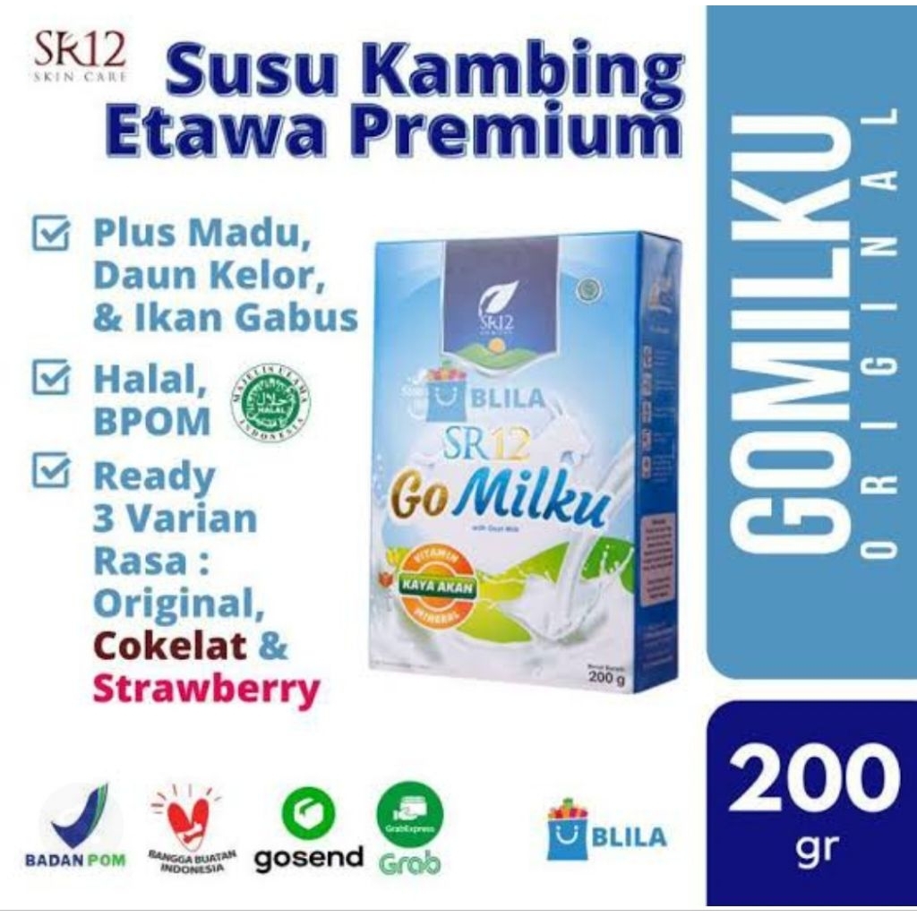 

GOMILKU SR12|Rasa ORIGINAL|Stroberi|Coklat Susu kambing Etawa premium 200gram Dairy bubuk bahan|Susu rendah gula