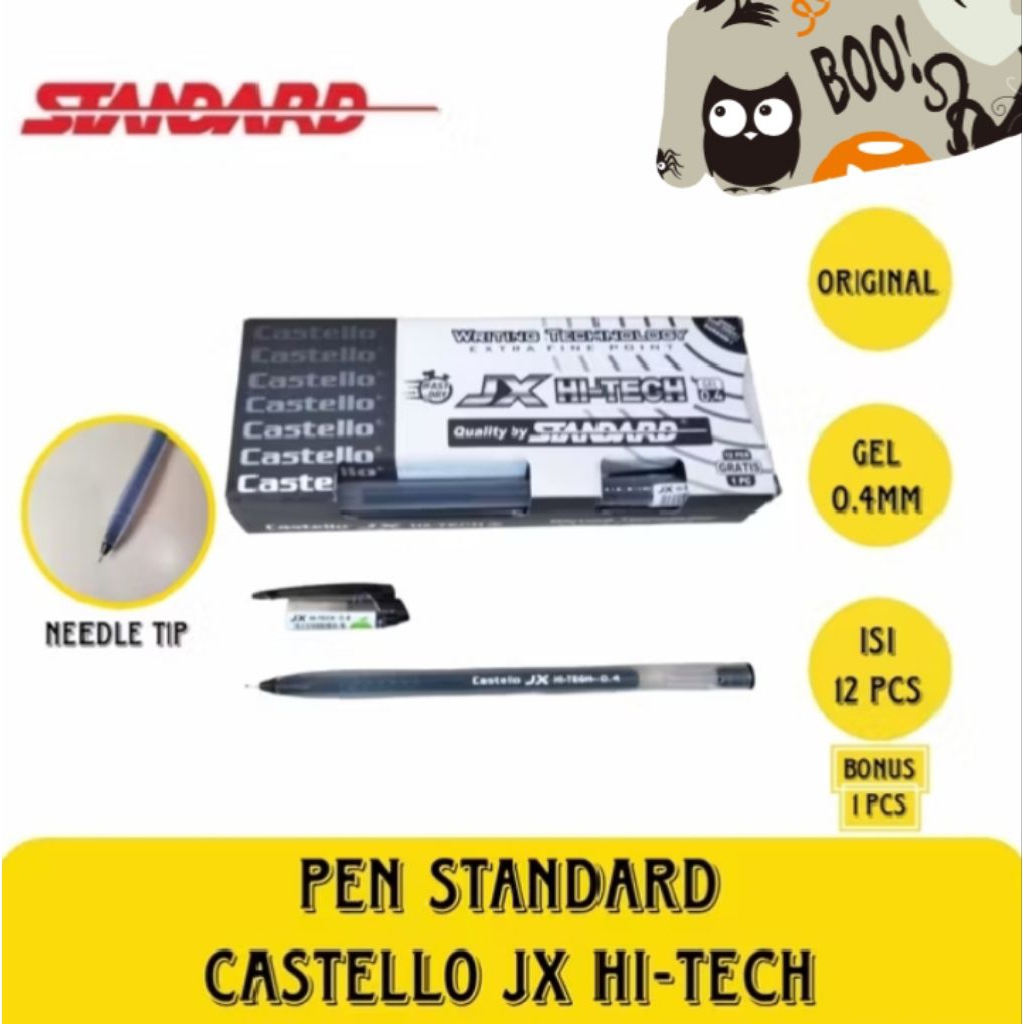 

( 1 pack ) Bolpen Castello / JX Hi-Tech Quality By Standard 0.4mm Gel
