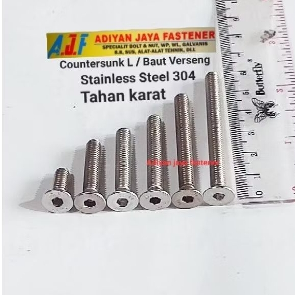 BAUT VERSENG L / DRAT BAUT 19 / M12 ( panjang 2cm s/d 10cm )P.1,75 Stainless 304