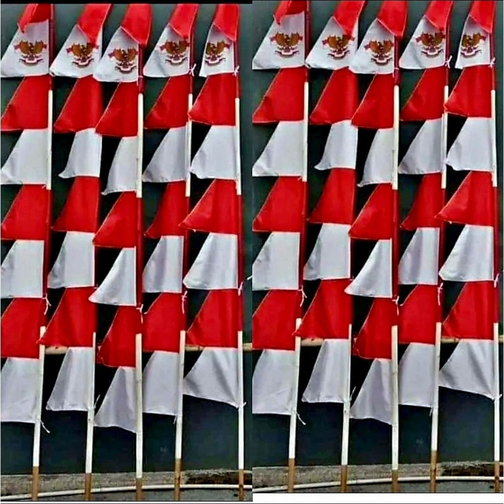 Umbul umbul Zigzag 8 mata MERAH PUTIH 2.7 meter / umbul umbul Merah putih