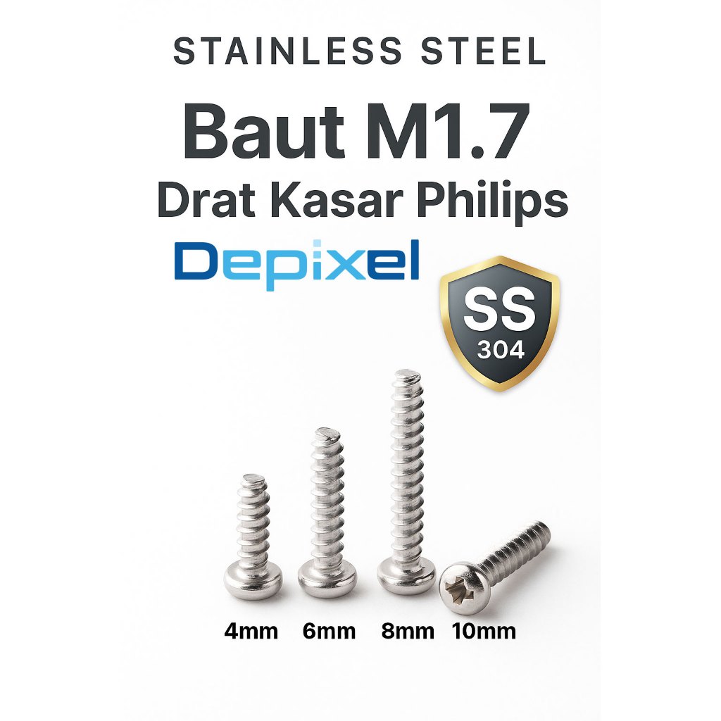 10pcs Baut M1.7 Stainles Stell Drat Kasa