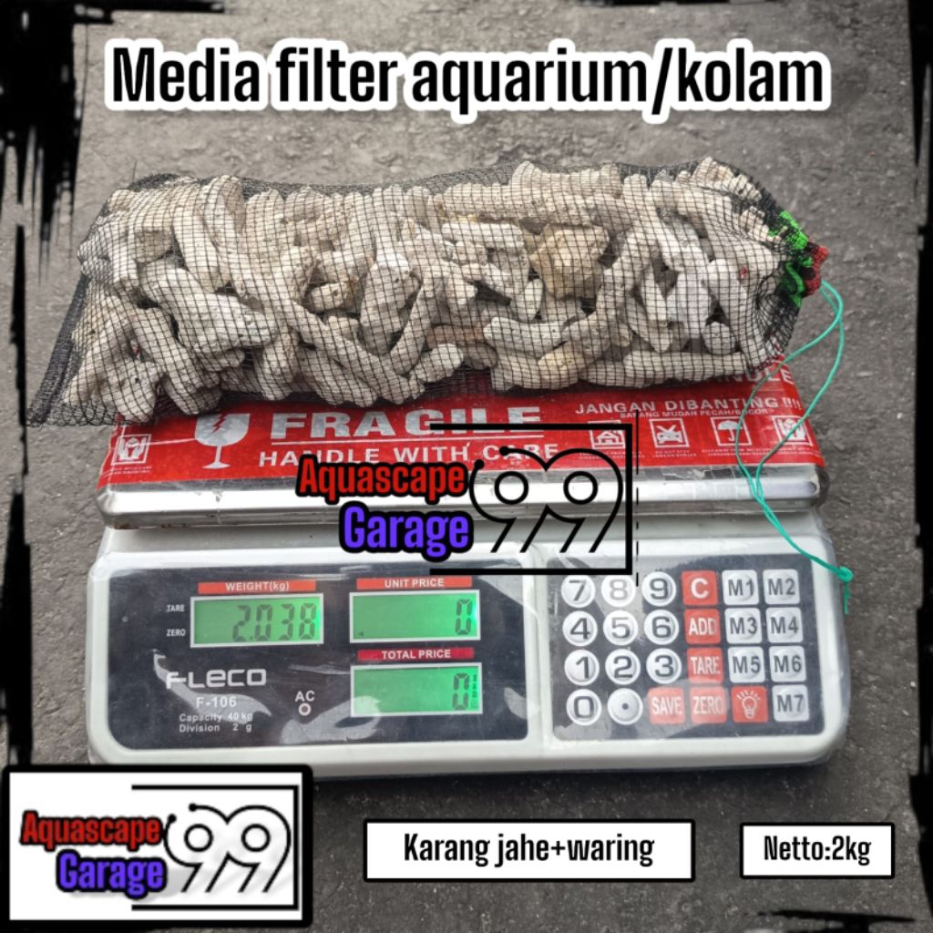 karang jahe media filter plus waring isi 2kg / karang jahe media filter kolam / karang jahe media fi