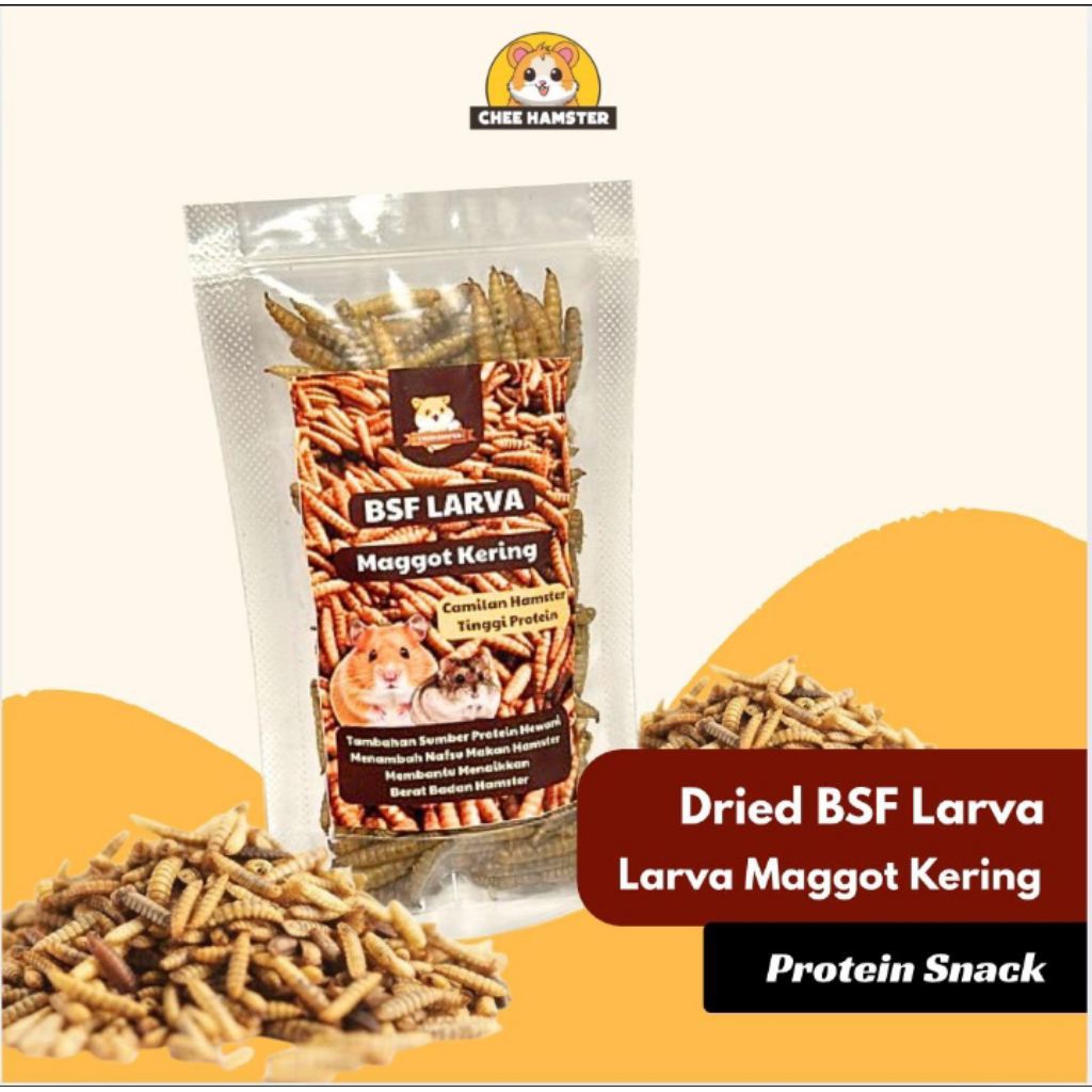 BSF Larva Kering 15gr | Maggot Kering Makanan Tinggi Protein untuk Hamster