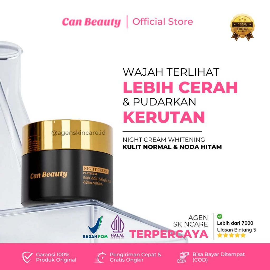 Night Cream Can Beauty Skincare Whitening Acne Official Original BPOM