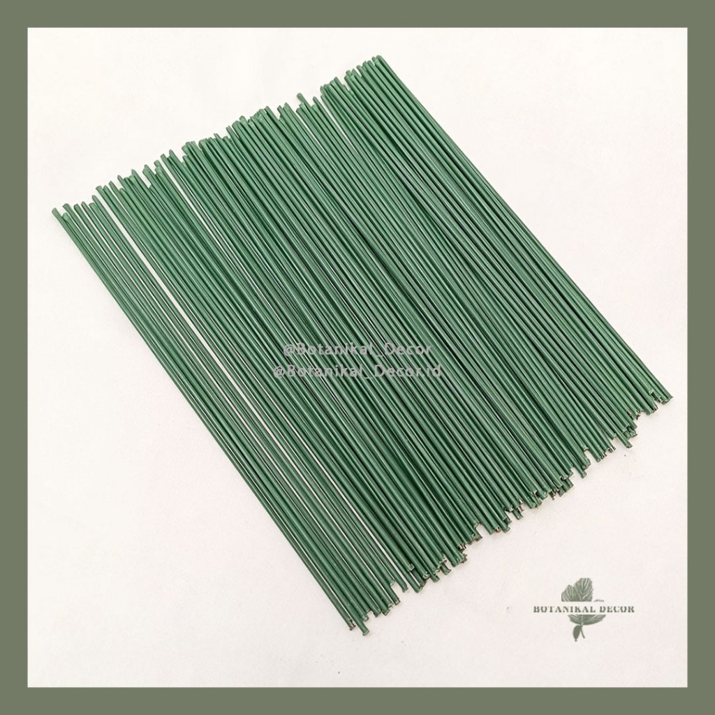 Floral wire Tangkai Bunga Kawat Hijau Panjang 20cm Tangkai Bunga Plastik Dekorasi Wedding