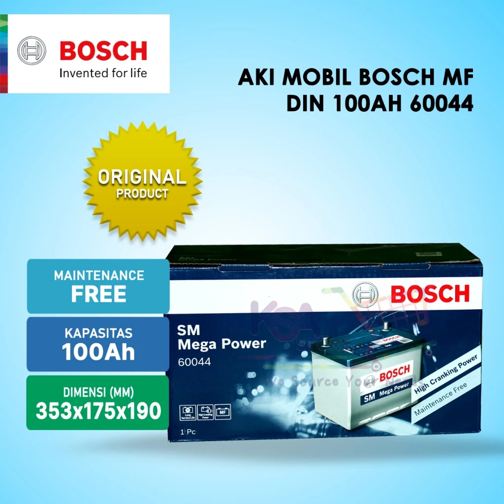 Aki Mobil Din 100 60044 BOSCH Accu Kering 12V / 100Ah