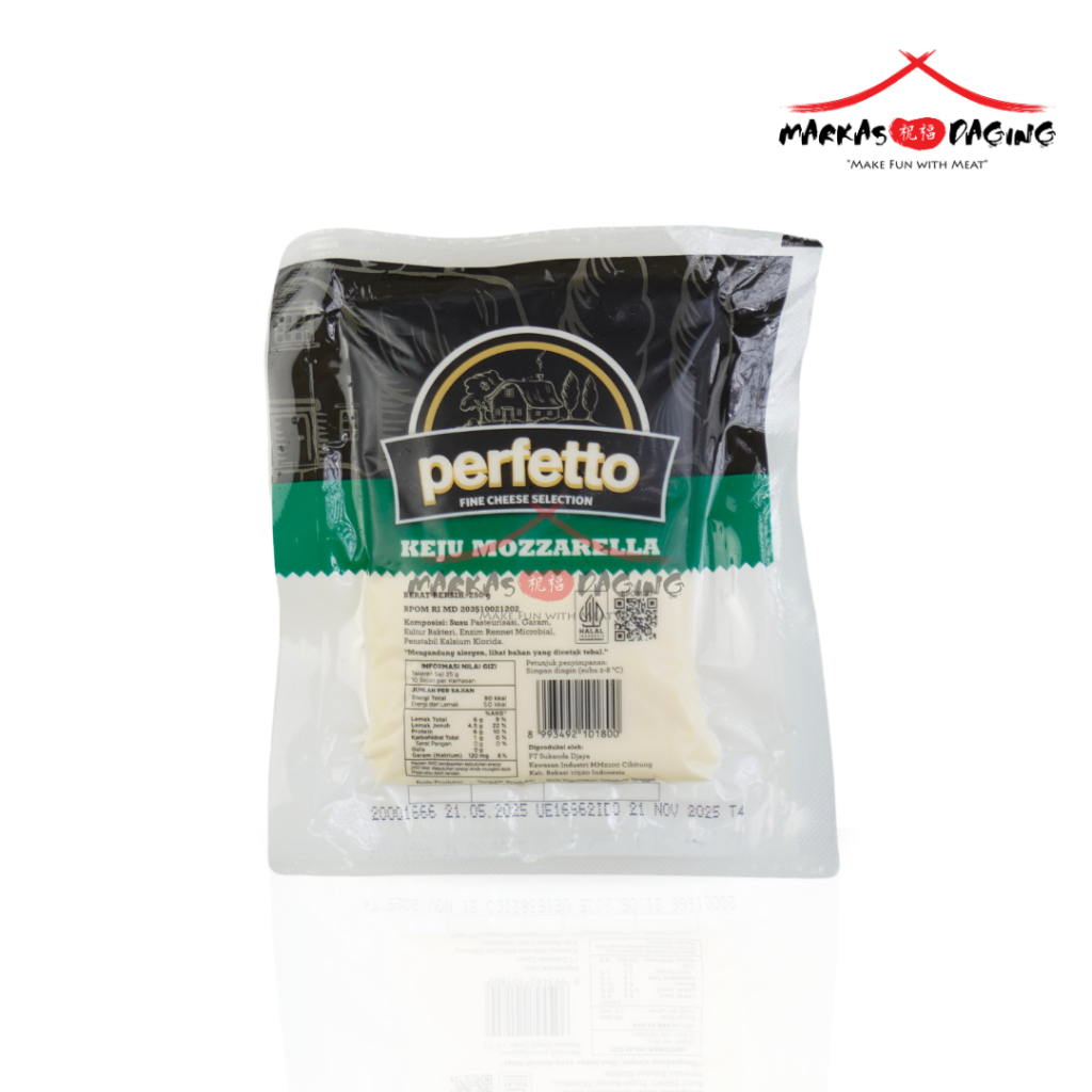 

Perfetto Keju Mozzarella 250g - Premium Mozarella Cheese - Markasdaging