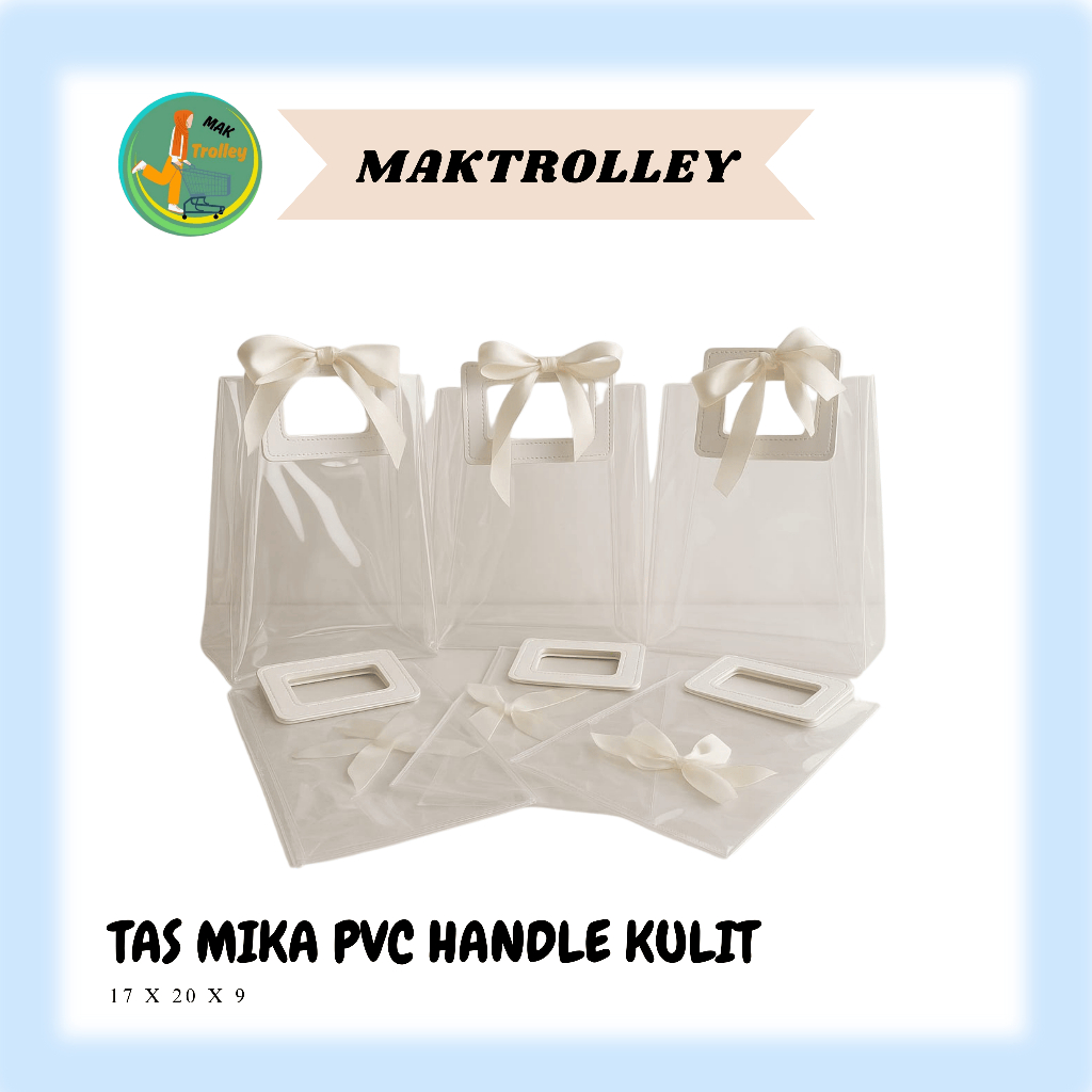 

Tas Mika PVC Handle Kulit Tas Hampers Goodie Bag Gift Bag Polos Transparan Kecil