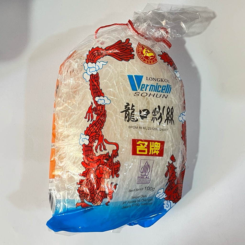 

Longkou Vermicelli Soun | Mi Sohun Cap Naga 100g - Sohun Kacang Polong Asli, Bening & Kenyal | Fresh Buah Amanah