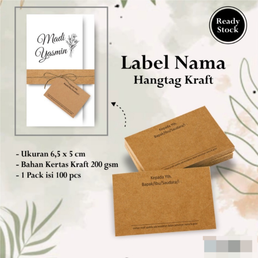 

(100 PCS) HANGTAG KOTAK KRAFT COKLAT LABEL NAMA UNDANGAN