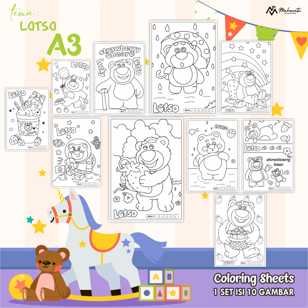 

[LOTSO] KERTAS GAMBAR UNTUK ANAK - LEMBAR MEWARNAI ANAK READY STOCK - COLORING SHEETS A3