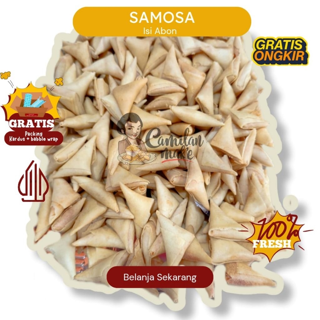 

SAMOSA ISI ABON | CAMILAN MAK'E | CEMILAN | JAJANAN | SNACK KILOAN