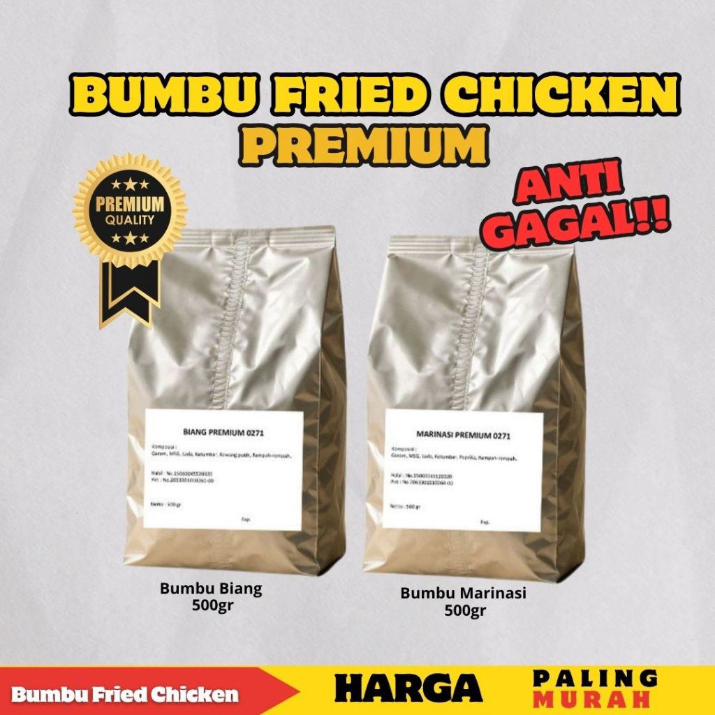 

Paket Regular Alifafood/Bumbu Biang&Marinasi (500gr) FriedChicken/Pengriting tepung/Pengempuk daging