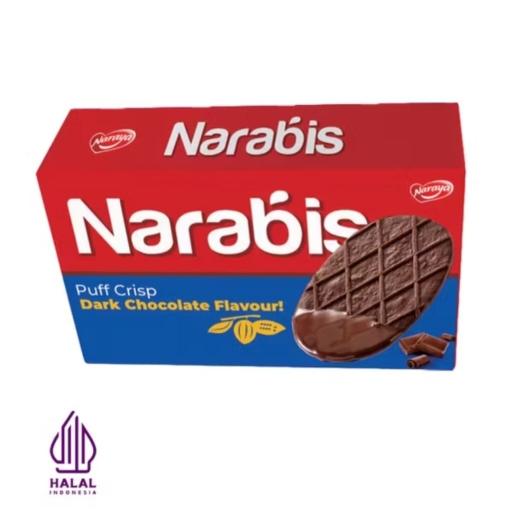 

Naraya Narabis Puff Crisps Dark Chocolate Biskuit 210g isi 10 pcs