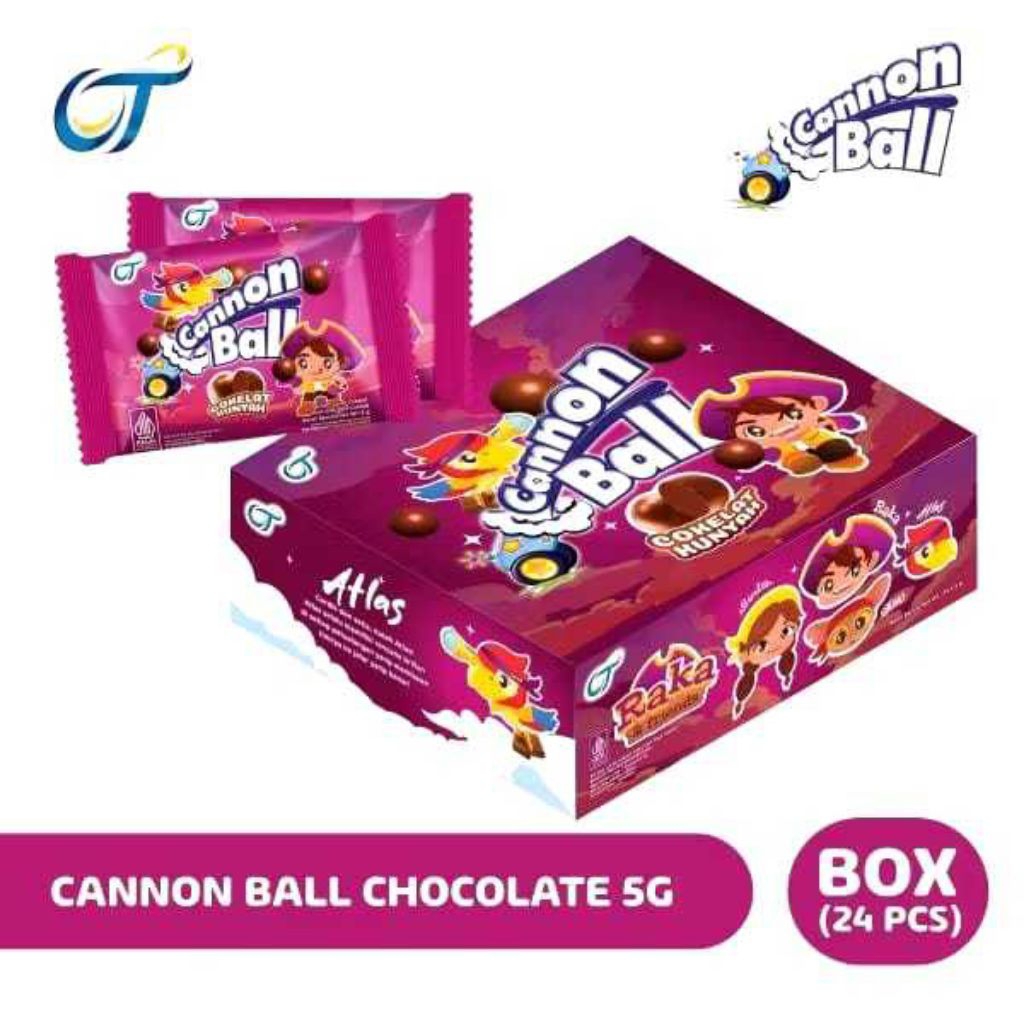 

Permen Coklat Kunyah Cannon Ball isi 24pcs 5gr