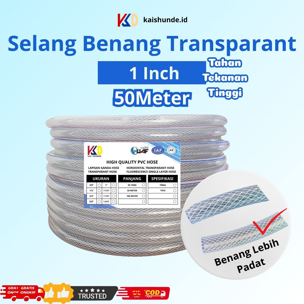 Selang Air Benang KaiShunde Uk 1Inch Per Roll 50 Meter Selang Air Benang Per Roll 50M Uk 1Inch