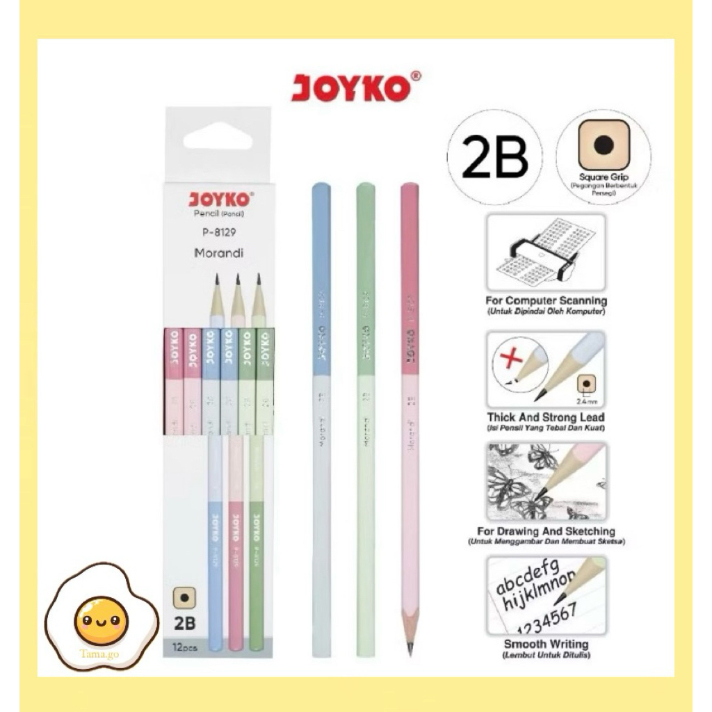 

Pensil Kayu Joyko 2B P8129 Morandi / Wooden Pencil Square P-8129 / Wood Pencil Pastel P 8129 ( Satuan )